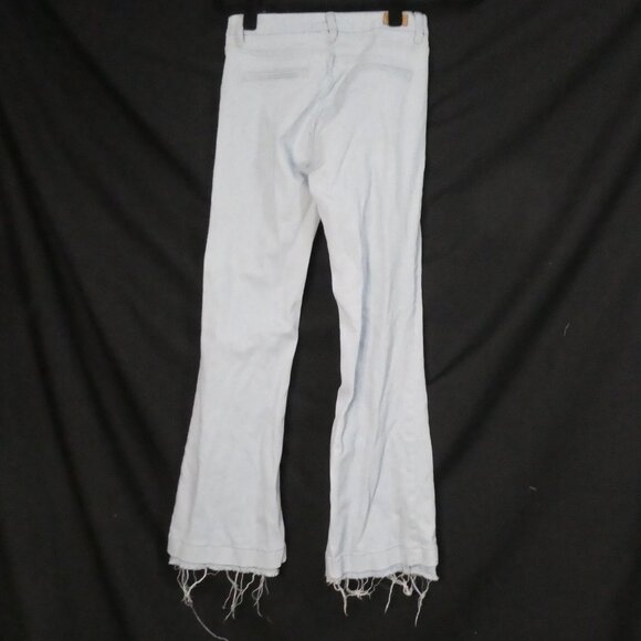 ZARA BASIC - Z1975 Denim | size 4 | Light Blue Flared Pants With Raw Hem - Picture 2 of 16